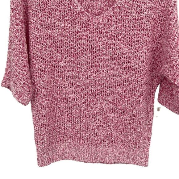 Chico's Pullover V-neck Tape Yarn 3/4 Sleeve Sweater Summer Berry Small/4 - Picture 4 of 10